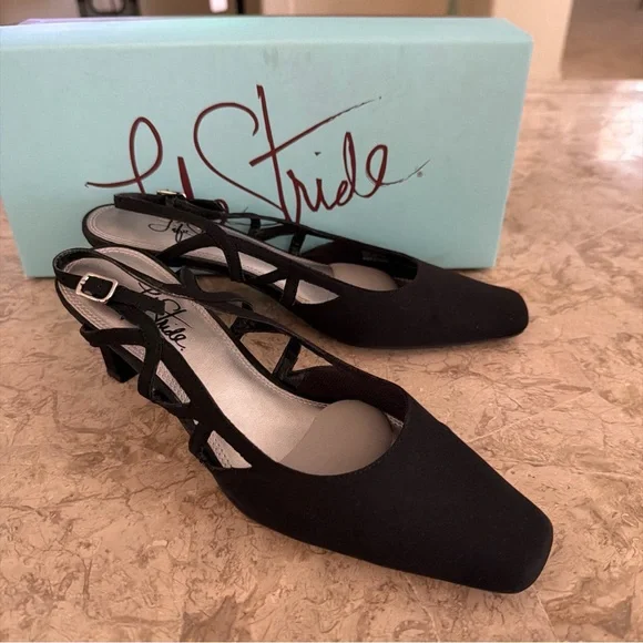 Black Slingback Pumps - Picture 1 of 6